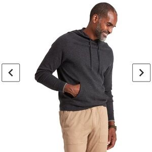 FAHERTY | Mirage Hoodie Sweater Charcoal Gray Wool Blend Pullover Knit Hooded